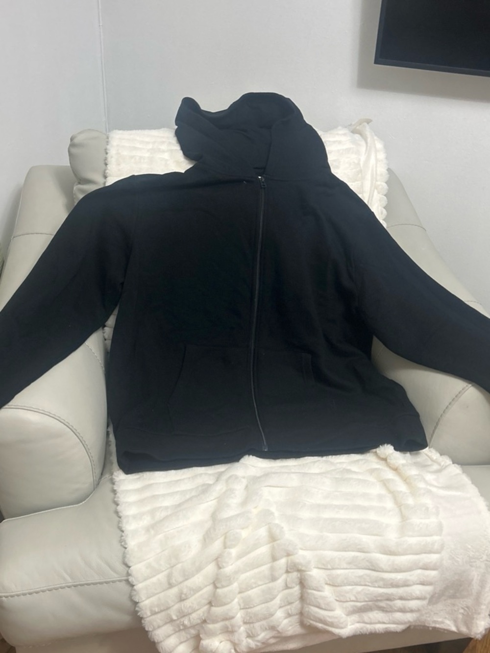 Men's Black Full-Zip Hooded Sweater Jacket